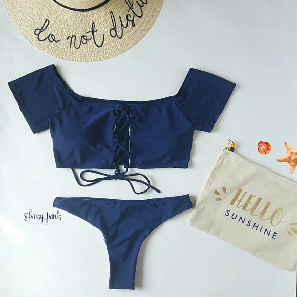 Off the shoulder lace up 2 piece bikini - Picture 2 of 2